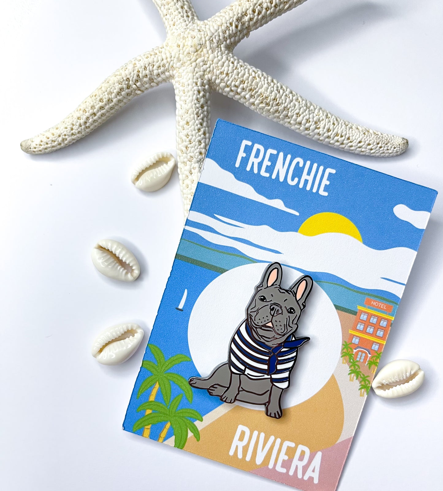 'Frenchie Riviera' Enamel Pin