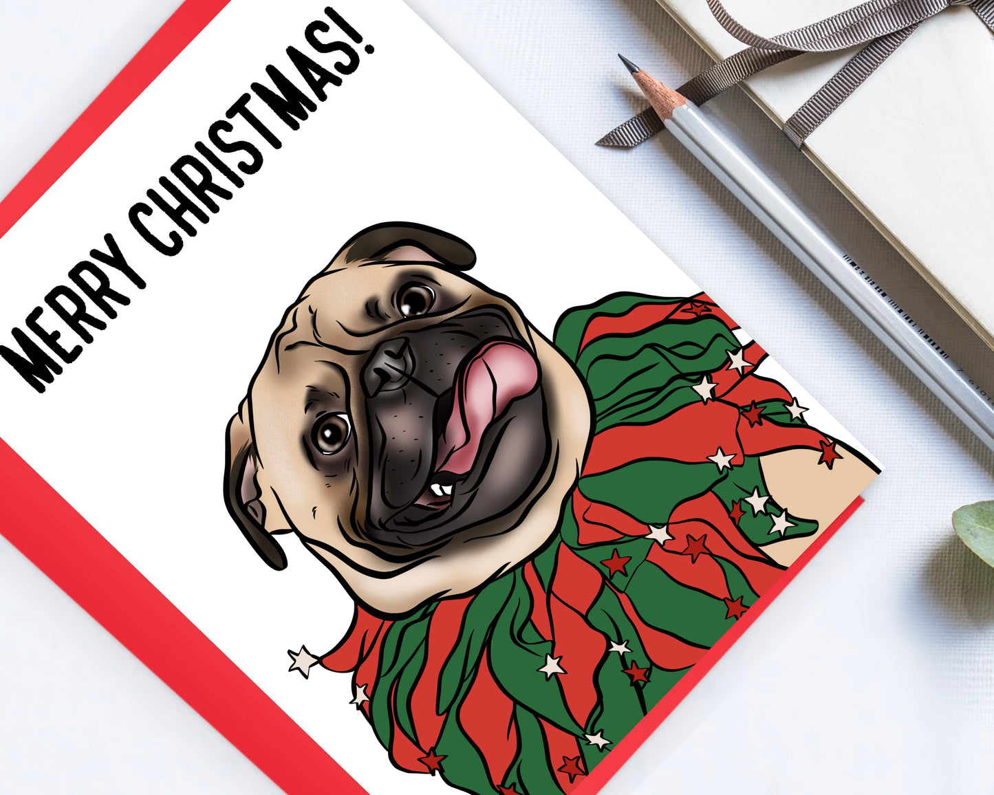 Pug Christmas Card