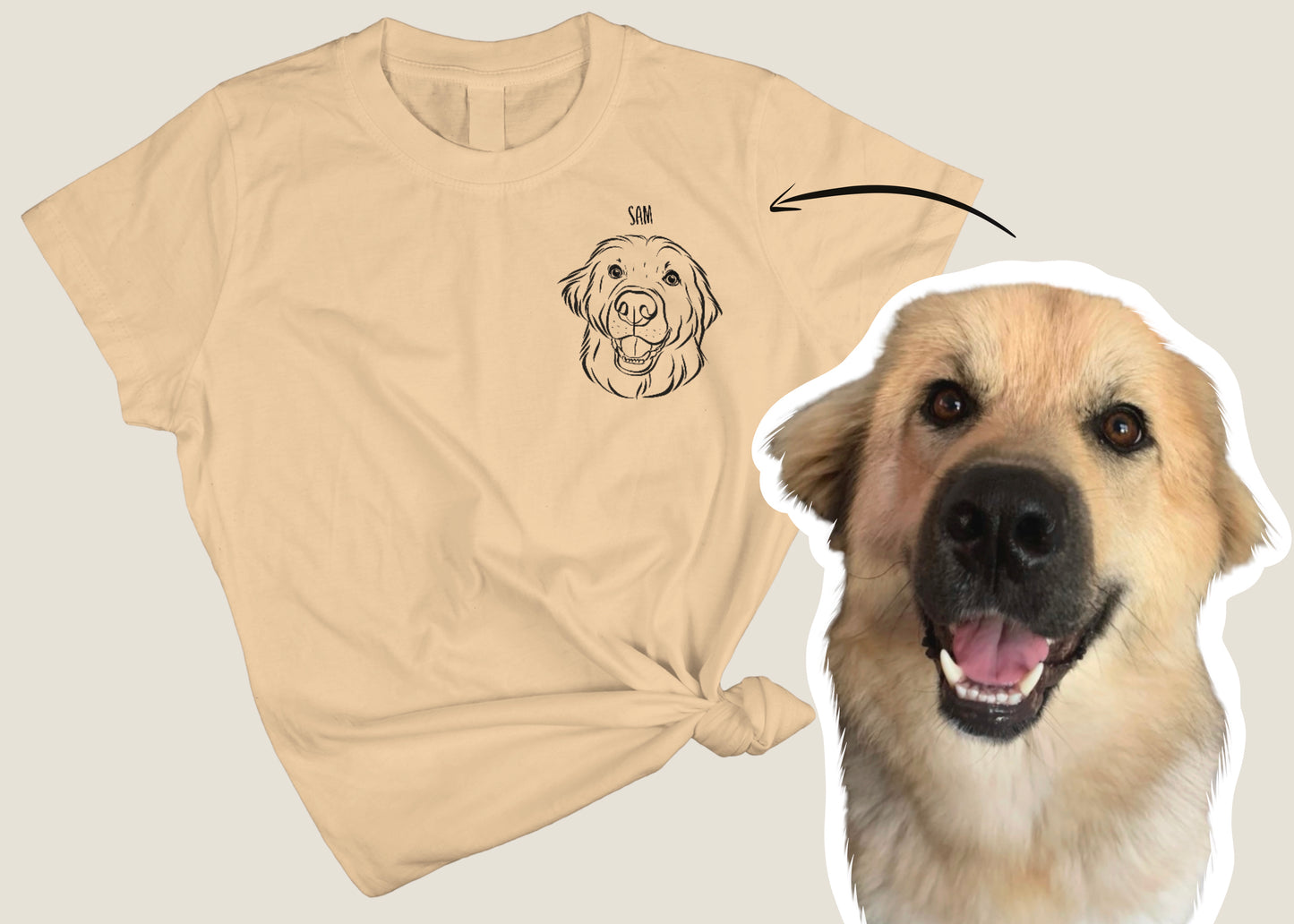 Outline Pet Portrait T-Shirt (Sand)