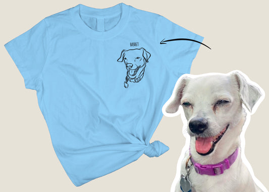 Outline Pet Portrait T-Shirt (Sky Blue)
