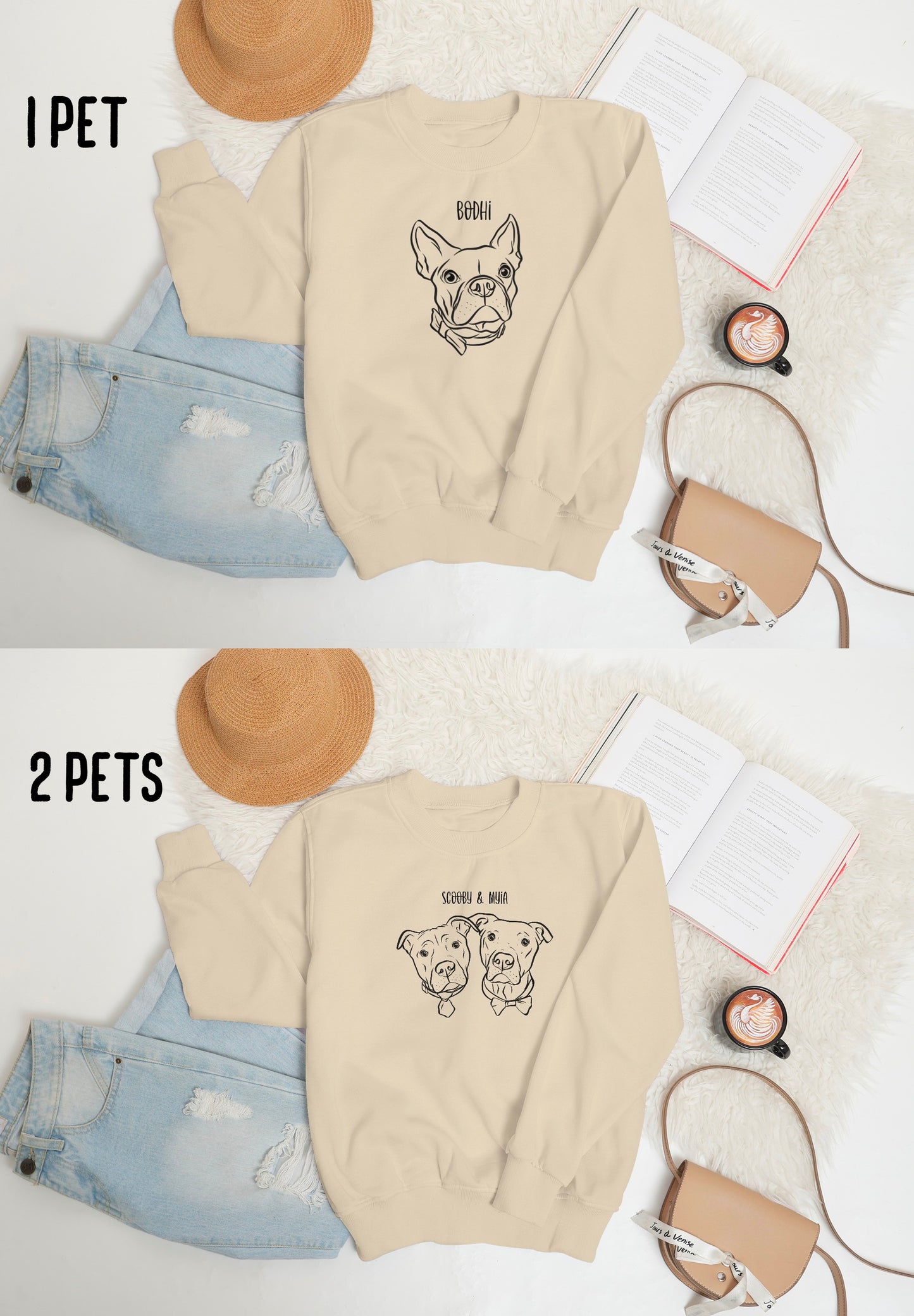 Outline Pet Portrait Sweatshirt (Beige)