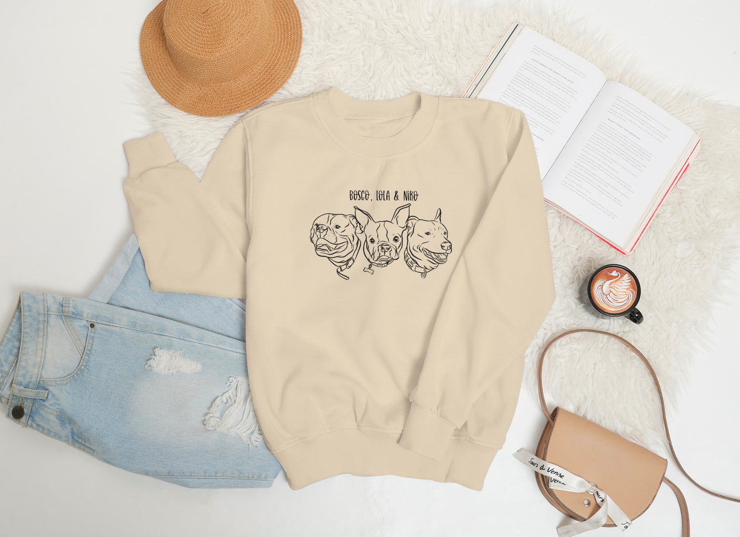 Outline Pet Portrait Sweatshirt (Beige)