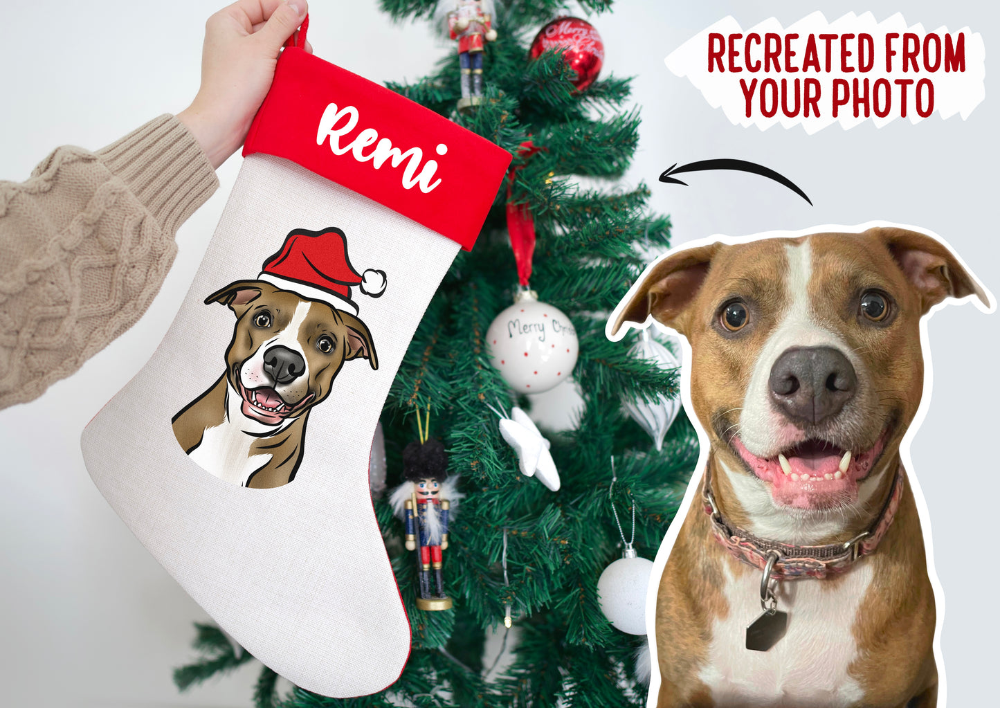 Pet Portrait Christmas Stocking