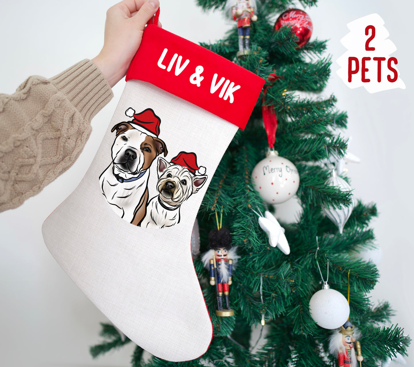 Pet Portrait Christmas Stocking