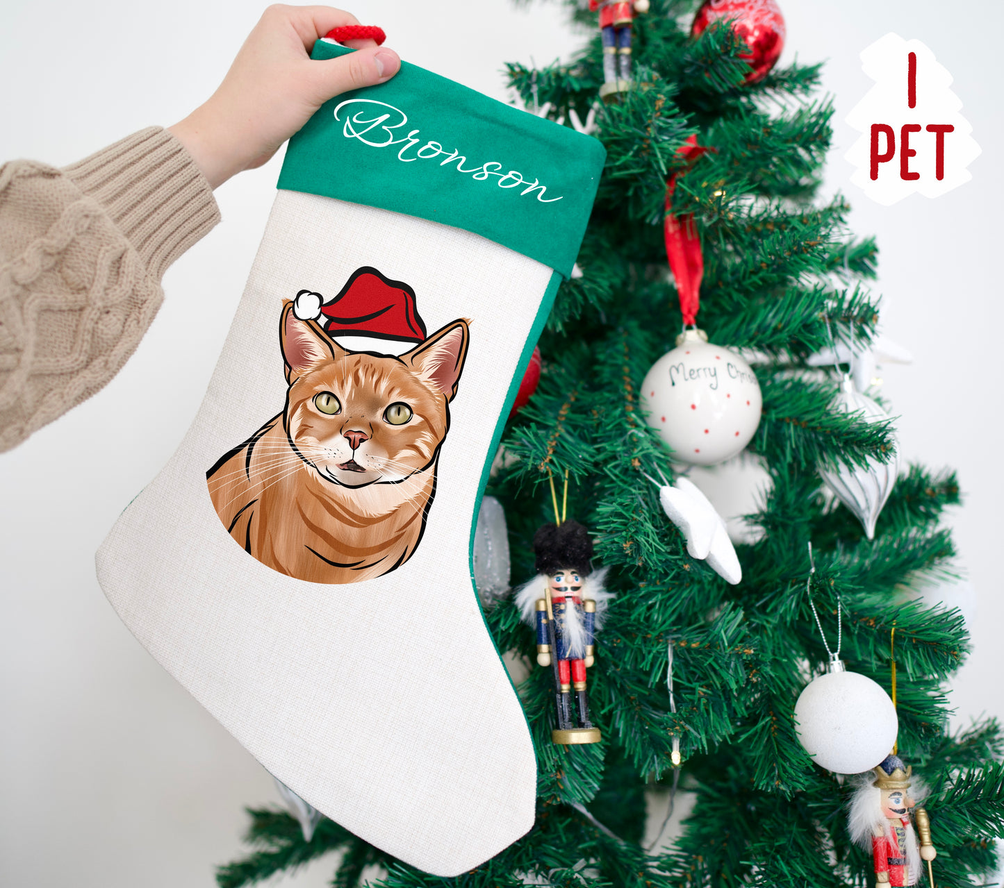 Pet Portrait Christmas Stocking