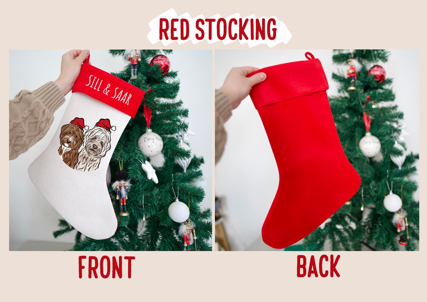 Pet Portrait Christmas Stocking