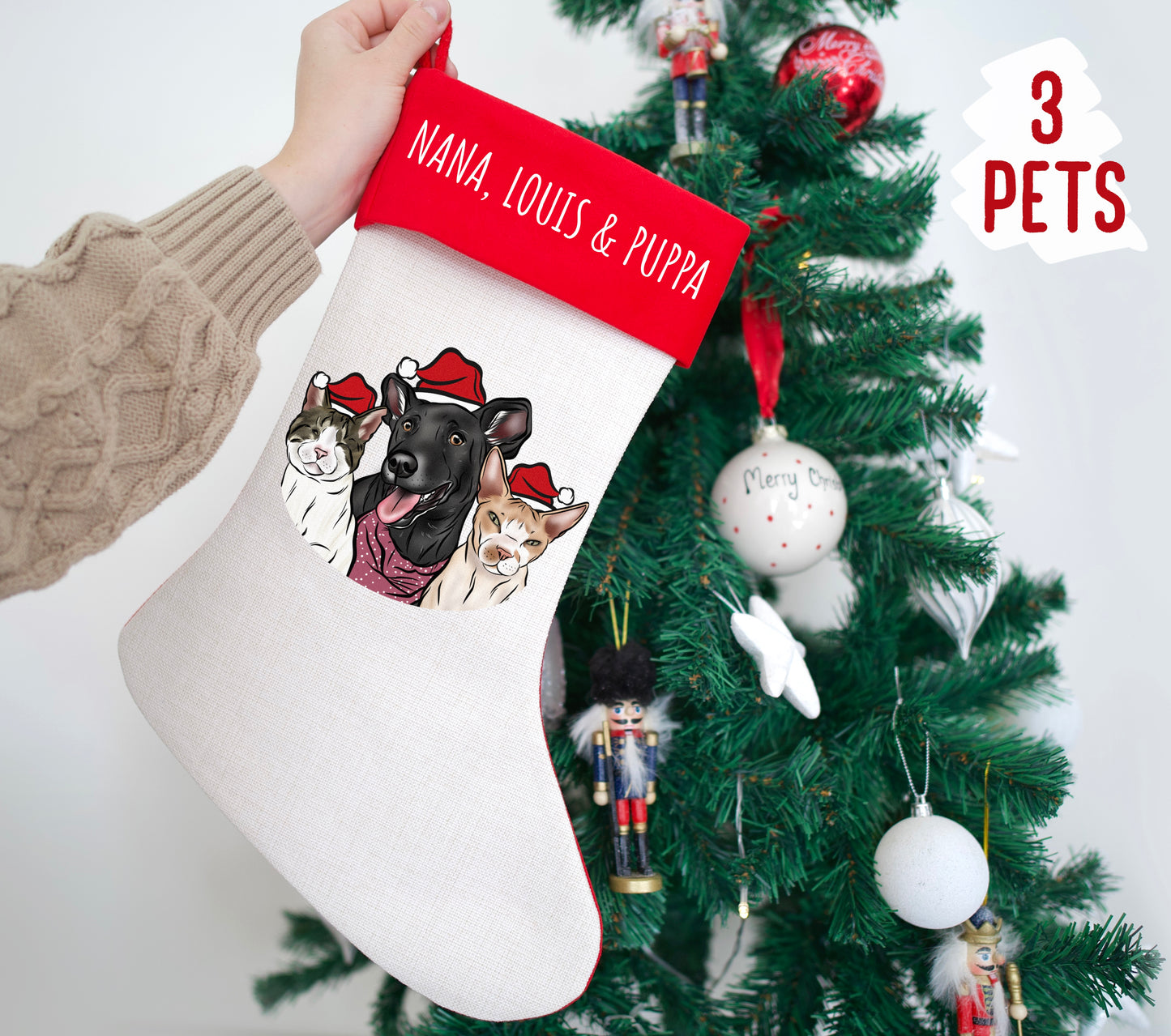 Pet Portrait Christmas Stocking