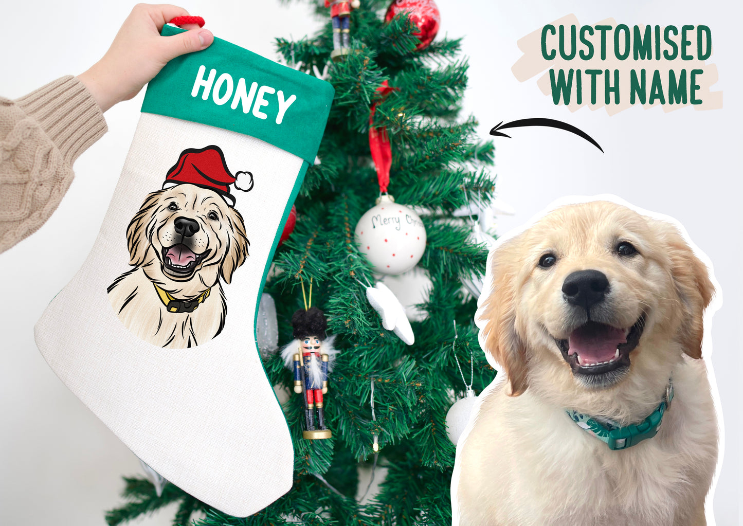 Pet Portrait Christmas Stocking