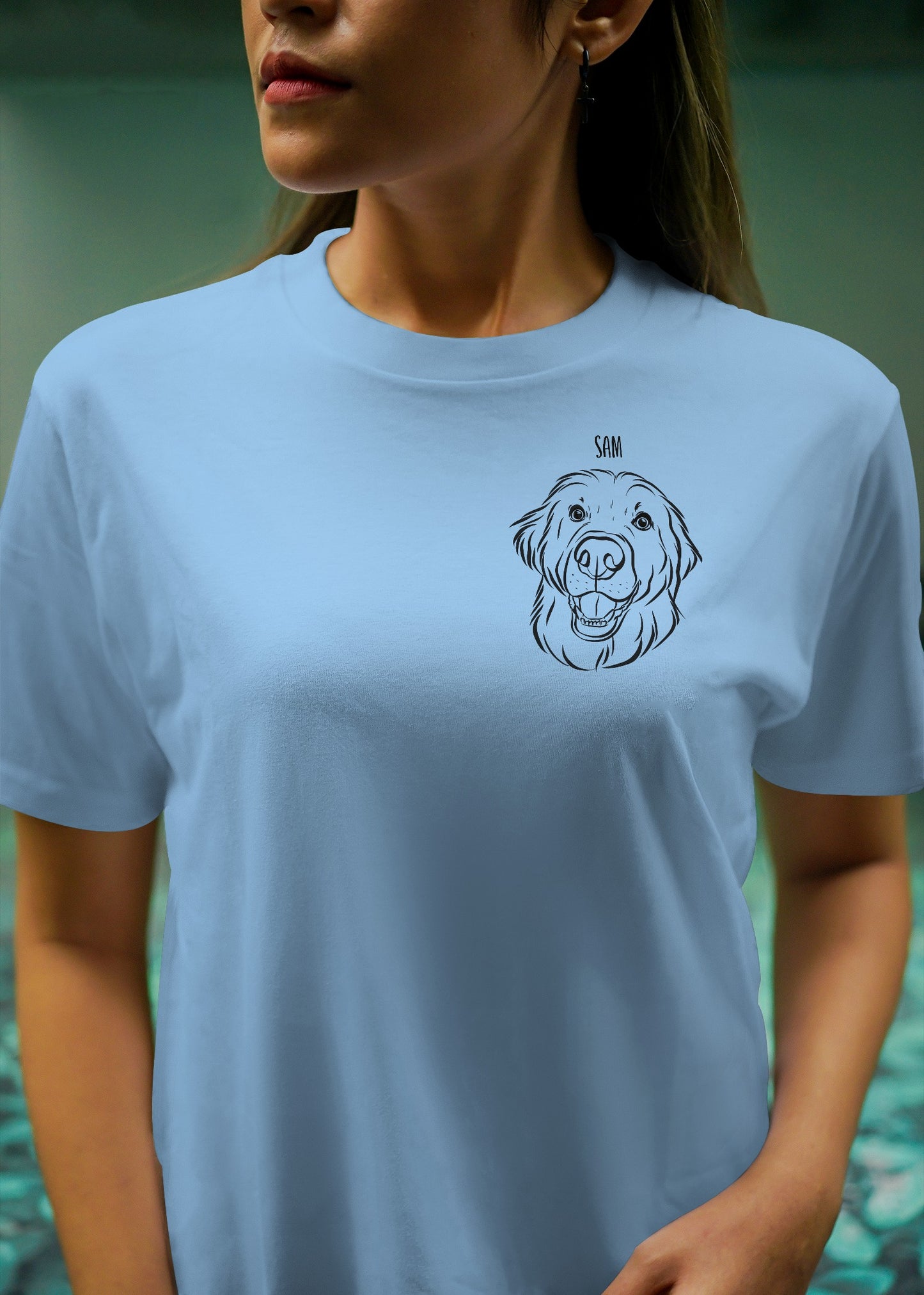 Outline Pet Portrait T-Shirt (Sky Blue)