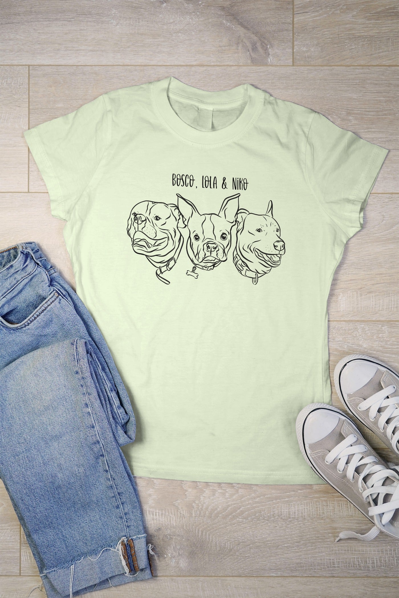 Outline Pet Portrait T-Shirt (Sage Green)
